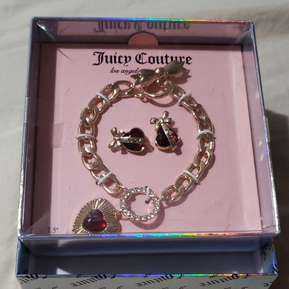 Juicy Couture Gold and Red Jewelry Set